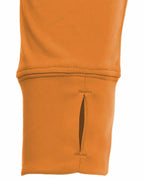SpectraUSA UPF 50 performance long sleeve crew shirt with cuff detail in vibrant orange, front view.