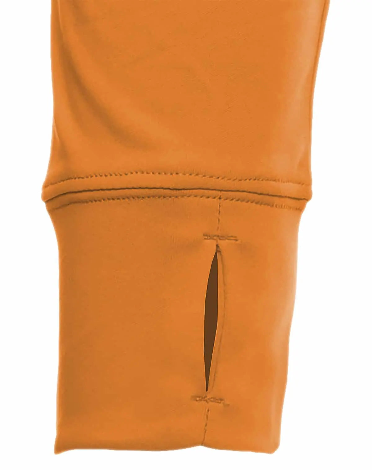 SpectraUSA UPF 50 performance long sleeve crew shirt with cuff detail in vibrant orange, front view.