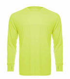SpectraUSA UPF 50 performance long sleeve crew shirt in safety yellow, designed for UV protection and active wear.