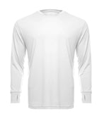 SpectraUSA UPF 50 performance white long sleeve crew shirt shown from front view, designed for sun protection and active wear
