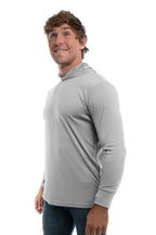 SpectraUSA UPF 50 performance long sleeve hoody with metallic side panels, designed for sun protection and active wear.
