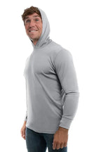 SpectraUSA UPF 50 performance long sleeve hoody with metal side accents, designed for sun protection and active wear.