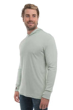 SpectraUSA UPF 50 performance long sleeve hoody in sage, shown from the side with a fitted, athletic design.
