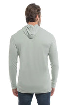 SpectraUSA UPF 50 performance long sleeve hoody in sage, showing the back view with a comfortable fit and athletic design.