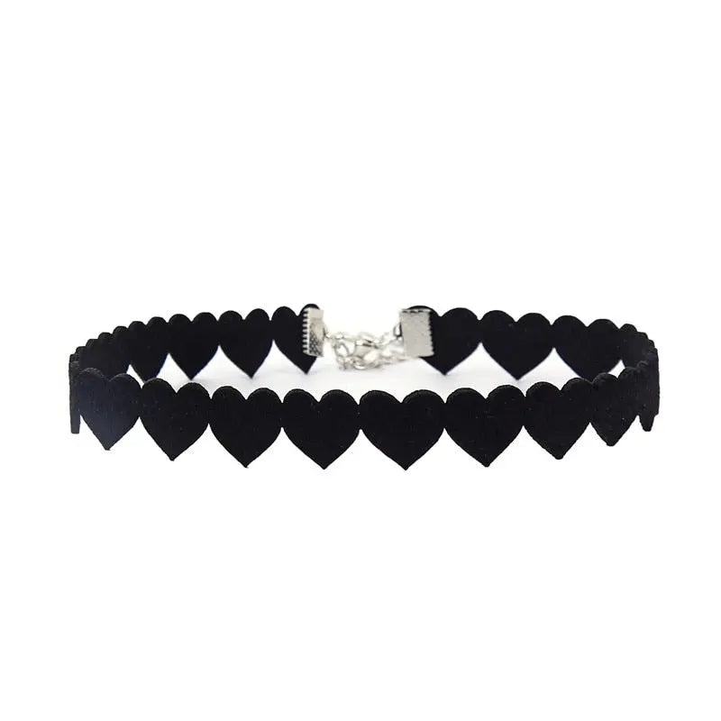 New Punk Gothic PU Leather Choker Chain Heart Buckle Collar Necklace nowadaysfashion