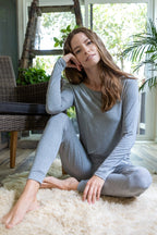 Women's Bamboo Lounge Set - Long Sleeve T-Shirt and Jogger Pants Spun Bamboo