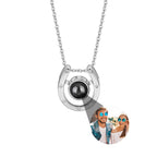 A horseshoe shaped projection necklace with customizable photos Valentine's Day Gift Photo Custom Projection Necklace Simple Hea nowadaysfashion