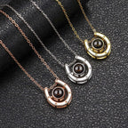A horseshoe shaped projection necklace with customizable photos Valentine's Day Gift Photo Custom Projection Necklace Simple Hea nowadaysfashion