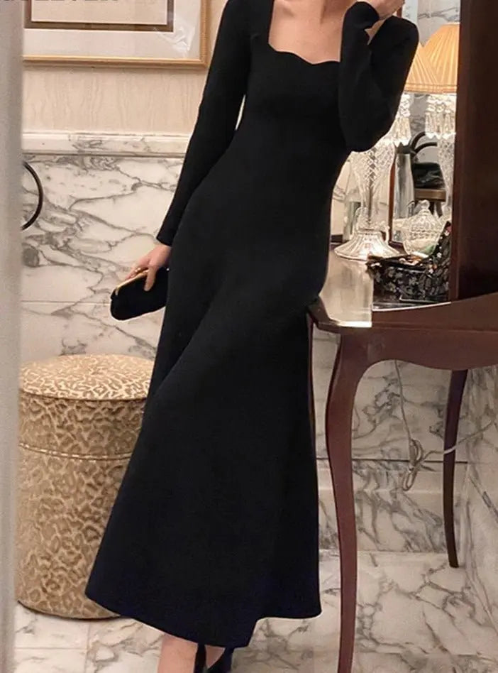 A-line Dress Women Full Sleeve Slim Waist Dress Autumn Winter nowadaysfashion