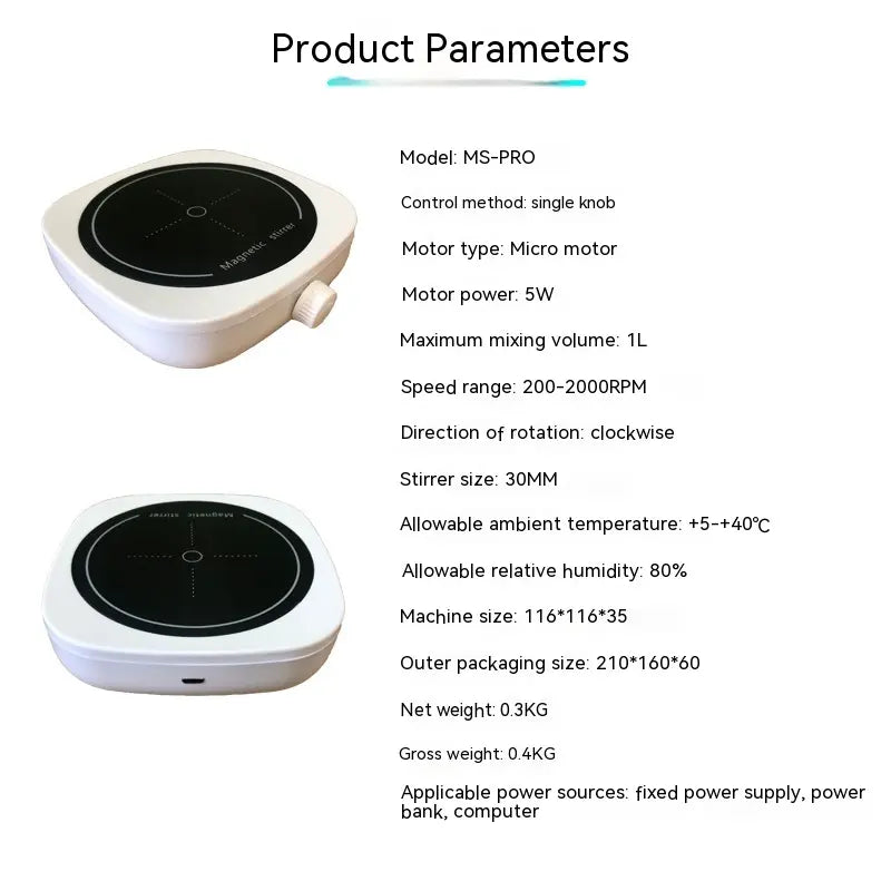 Compact Magnetic Stirrer for Laboratory Use Durable Plastic Construction Blade & Thread