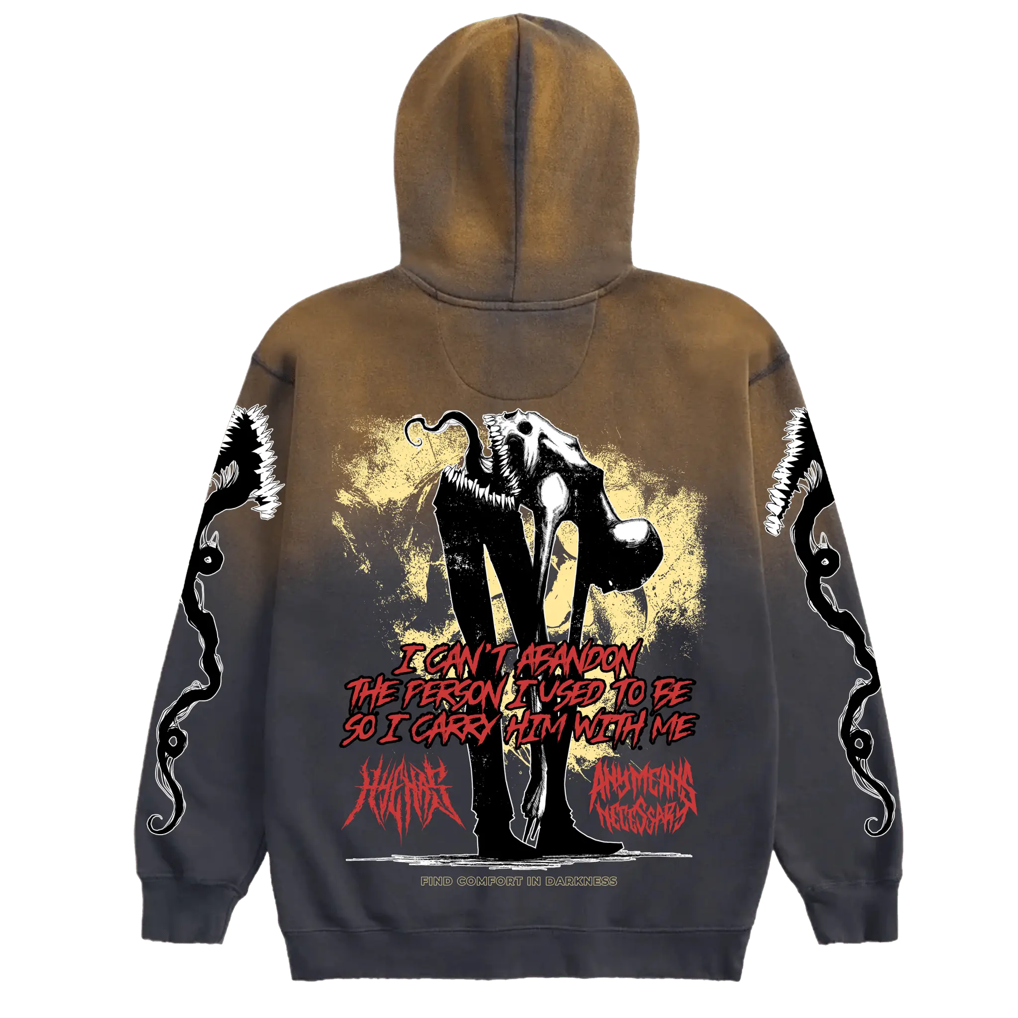 Abandon Full Zip Up Hoodie Black Any Means Necessary Clothing