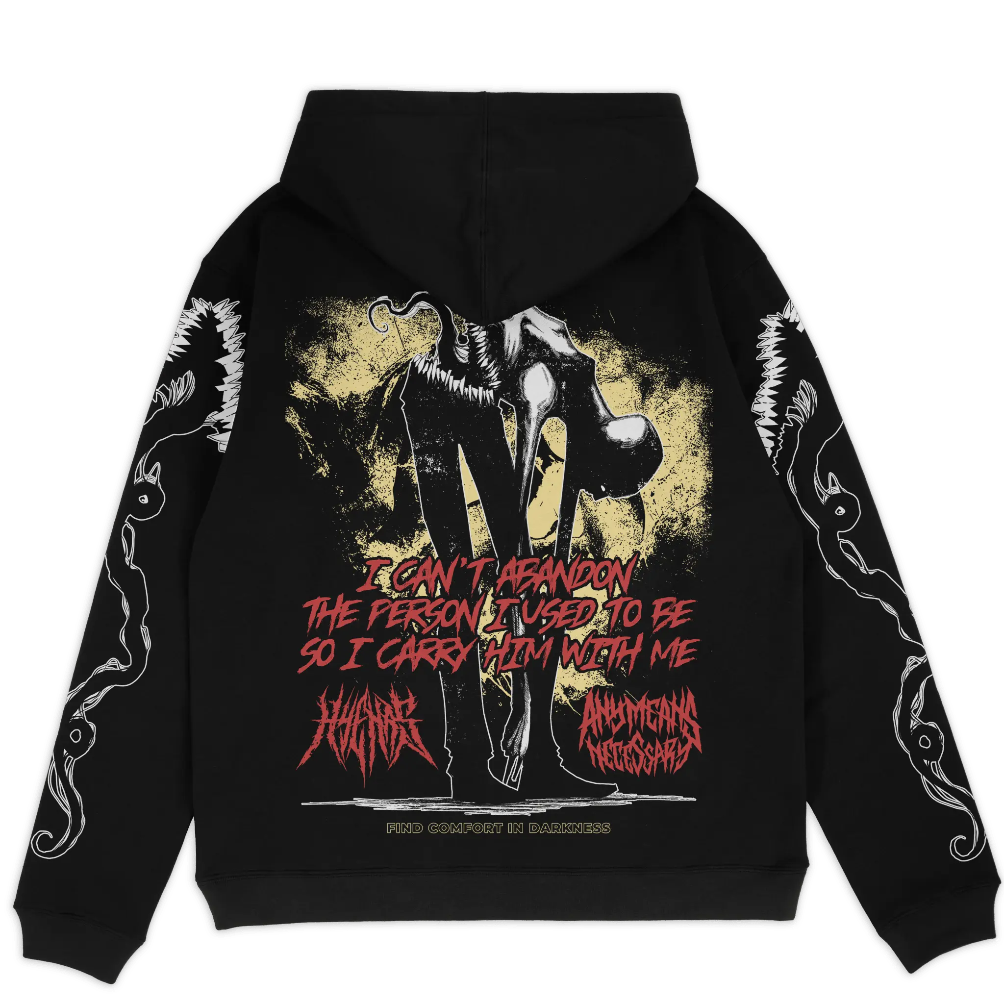 Abandon Pullover Hoodie Black Any Means Necessary Clothing
