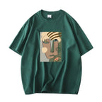 Abstract Pattern Tshirts Lady Cotton Green Summer Tees Lady Short Sleeve Streetwear Tops nowadaysfashion