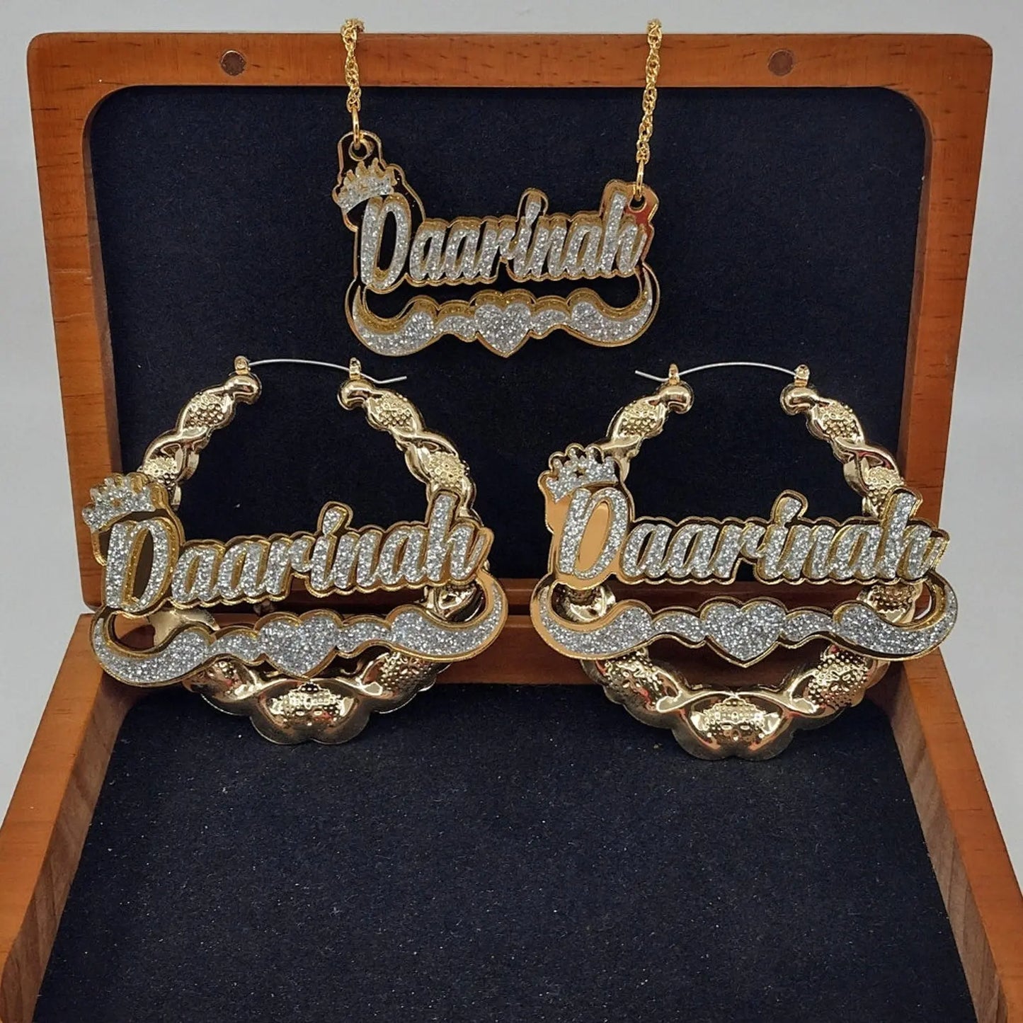 Acrylic Custom Name Necklace XO Hoop Earrings Set - Blade & Thread