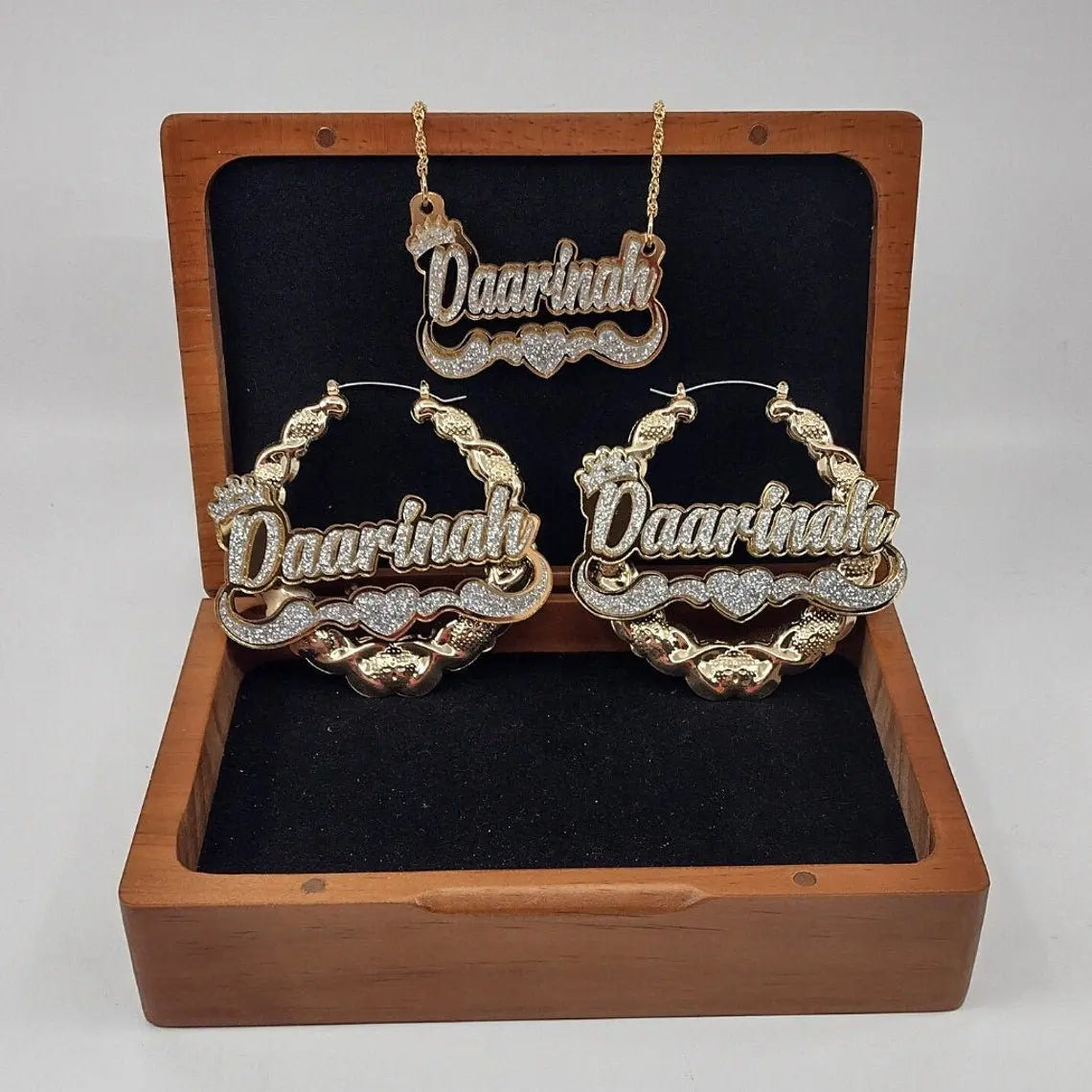 Acrylic Custom Name Necklace XO Hoop Earrings Set - Blade & Thread