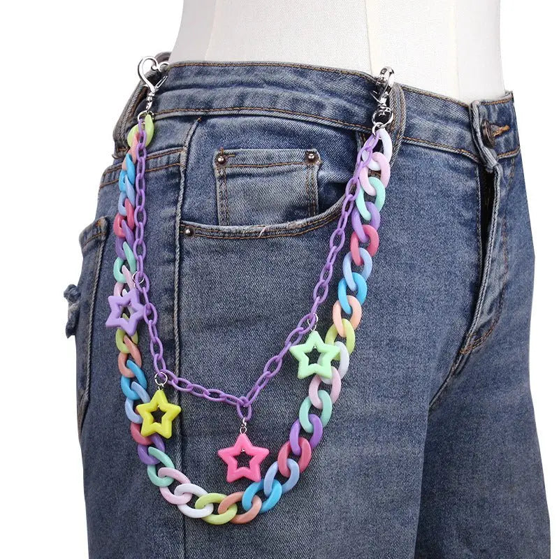 Acrylic pentagram macaron pants chain - Blade & Thread