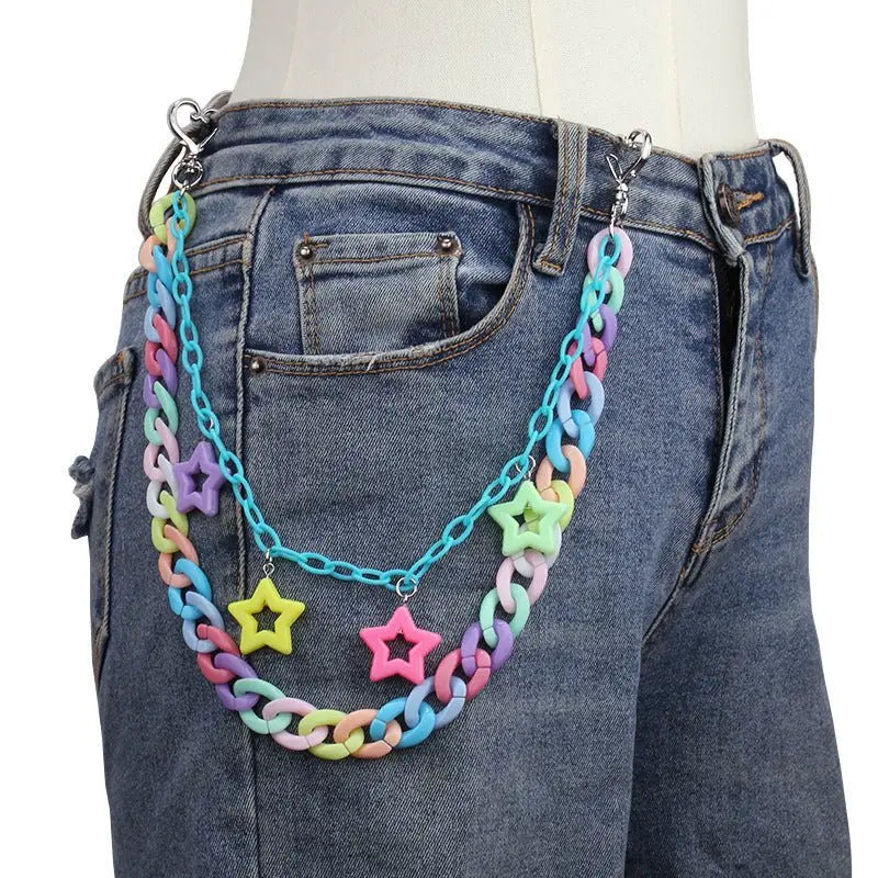 Acrylic pentagram macaron pants chain - Blade & Thread