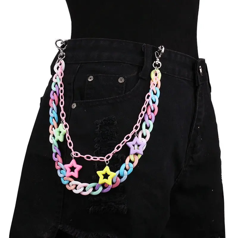 Acrylic pentagram macaron pants chain nowadaysfashion