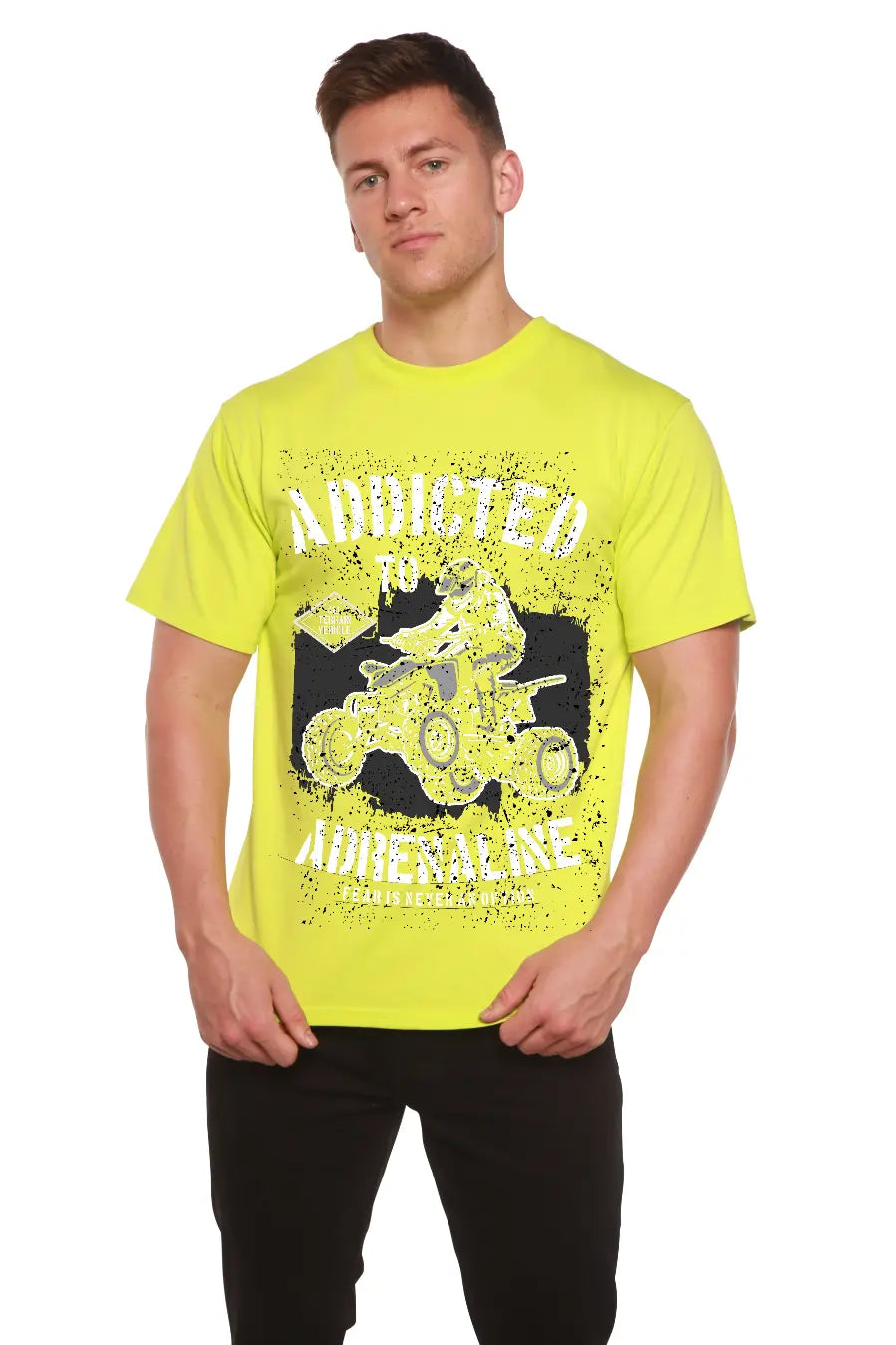 Addicted To Adrenaline Men's Bamboo Viscose/Organic Cotton Short Sleeve Graphic T-Shirt Spun Bamboo