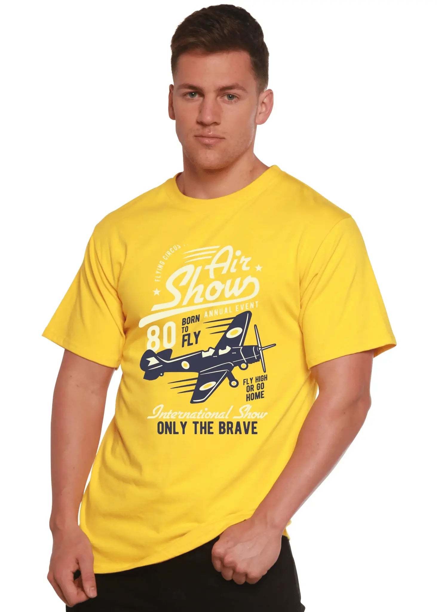 Air Show Men's Bamboo Viscose/Organic Cotton Short Sleeve Graphic T-Shirt Spun Bamboo