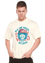 All We Need is Love Men's Bamboo Viscose/Organic Cotton Short Sleeve Graphic T-Shirt Spun Bamboo