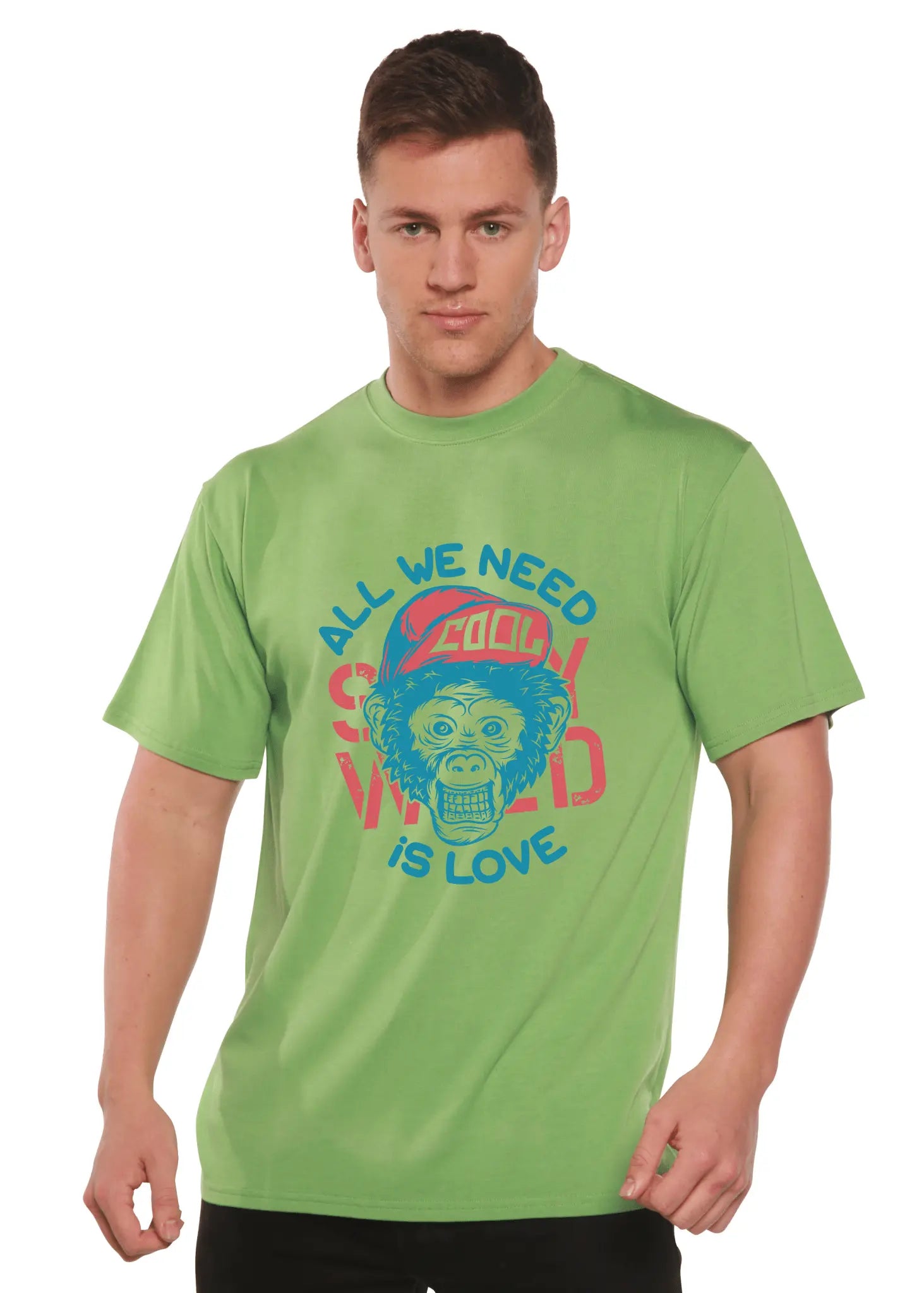 All We Need is Love Men's Bamboo Viscose/Organic Cotton Short Sleeve Graphic T-Shirt Spun Bamboo