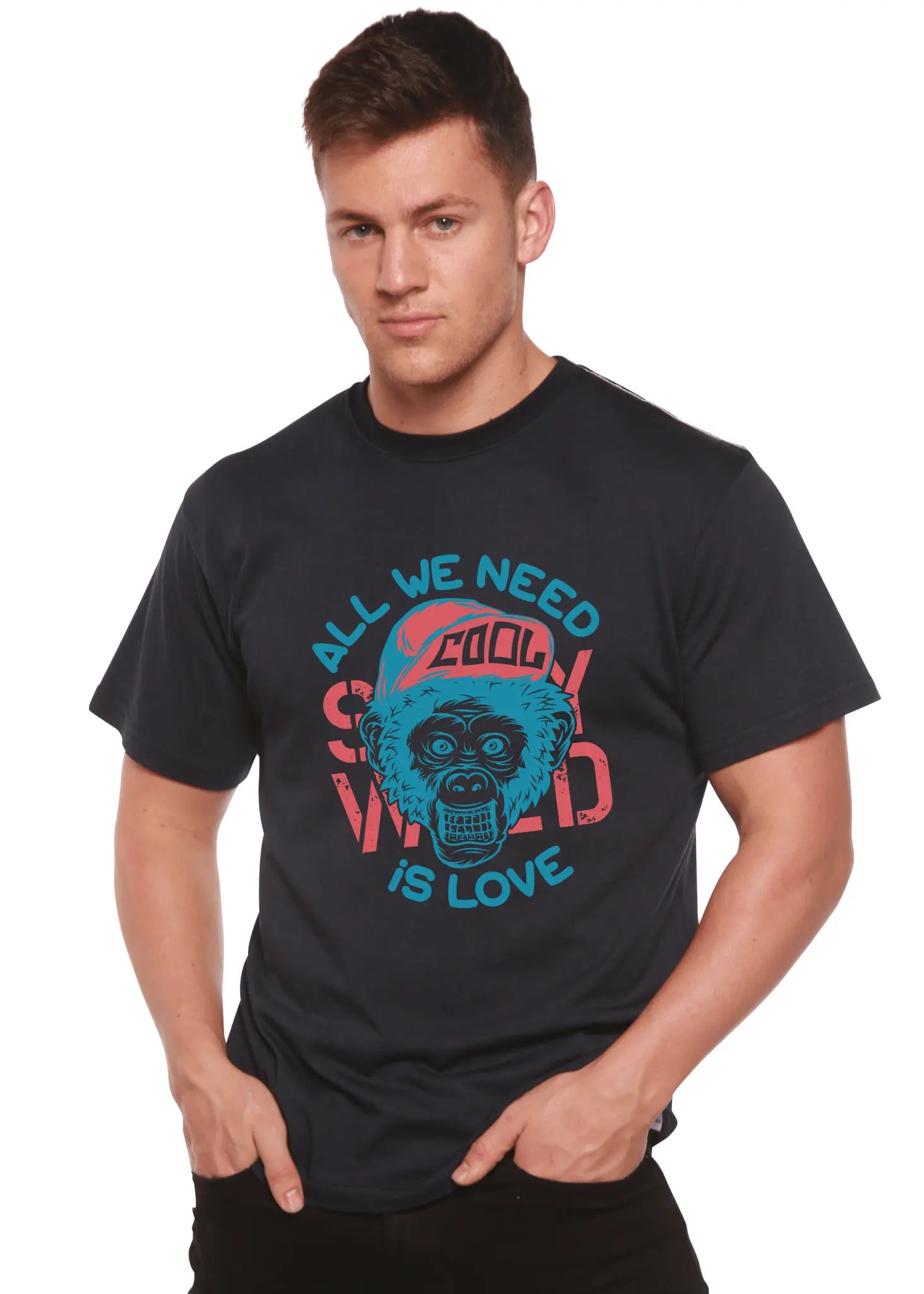 All We Need is Love Men's Bamboo Viscose/Organic Cotton Short Sleeve Graphic T-Shirt - Blade & Thread