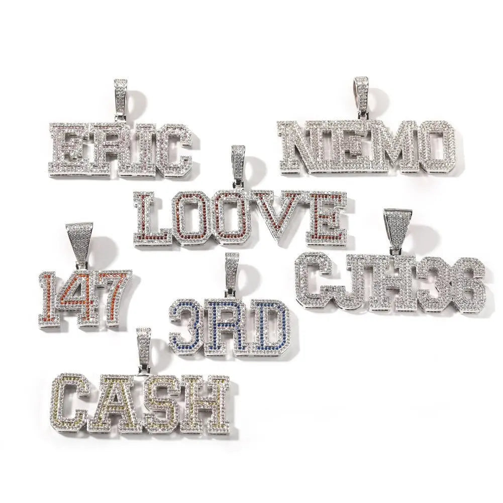 Alphabet Necklace Diamond Quartz Panel Hip Hop Necklace - Blade & Thread