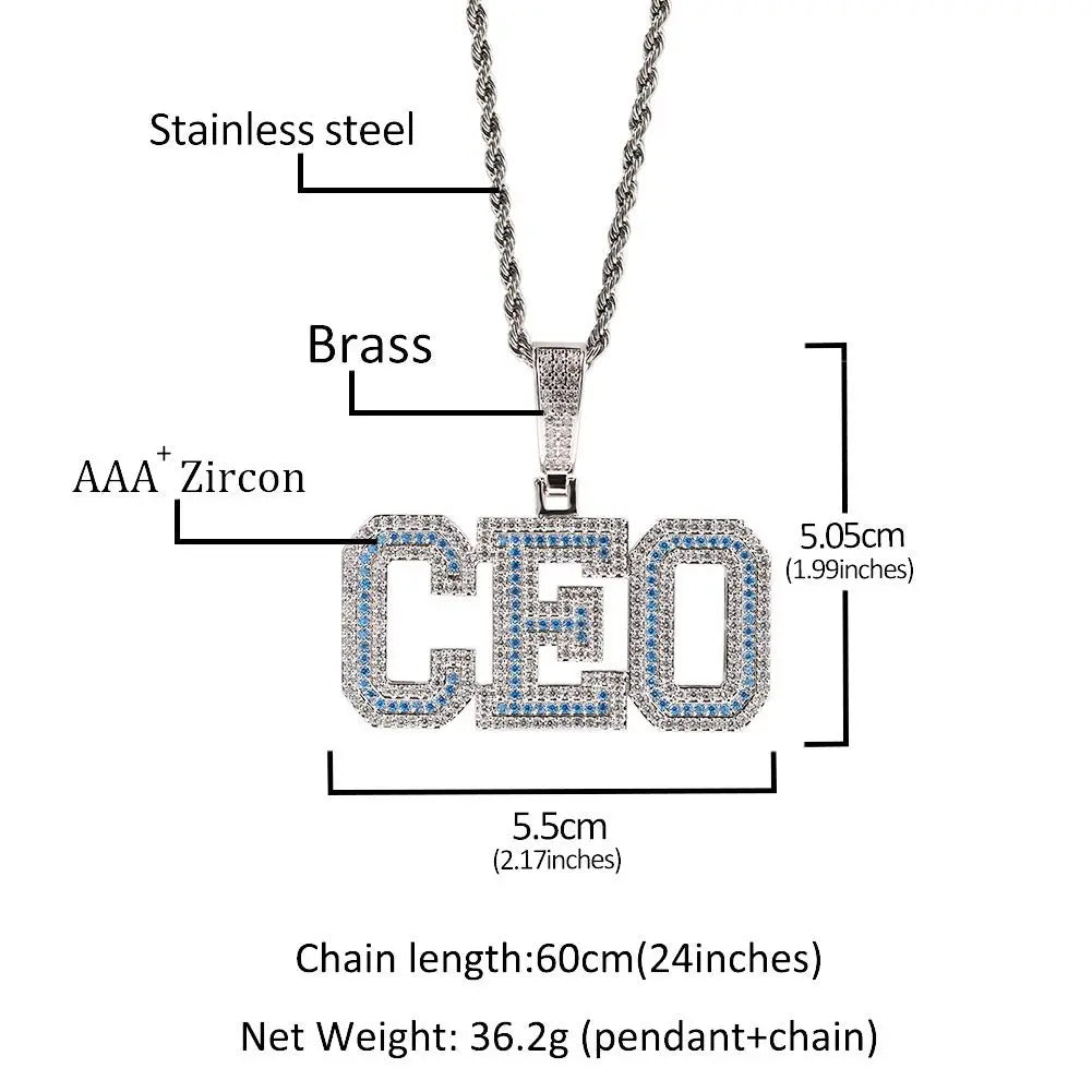 Alphabet Necklace Diamond Quartz Panel Hip Hop Necklace nowadaysfashion