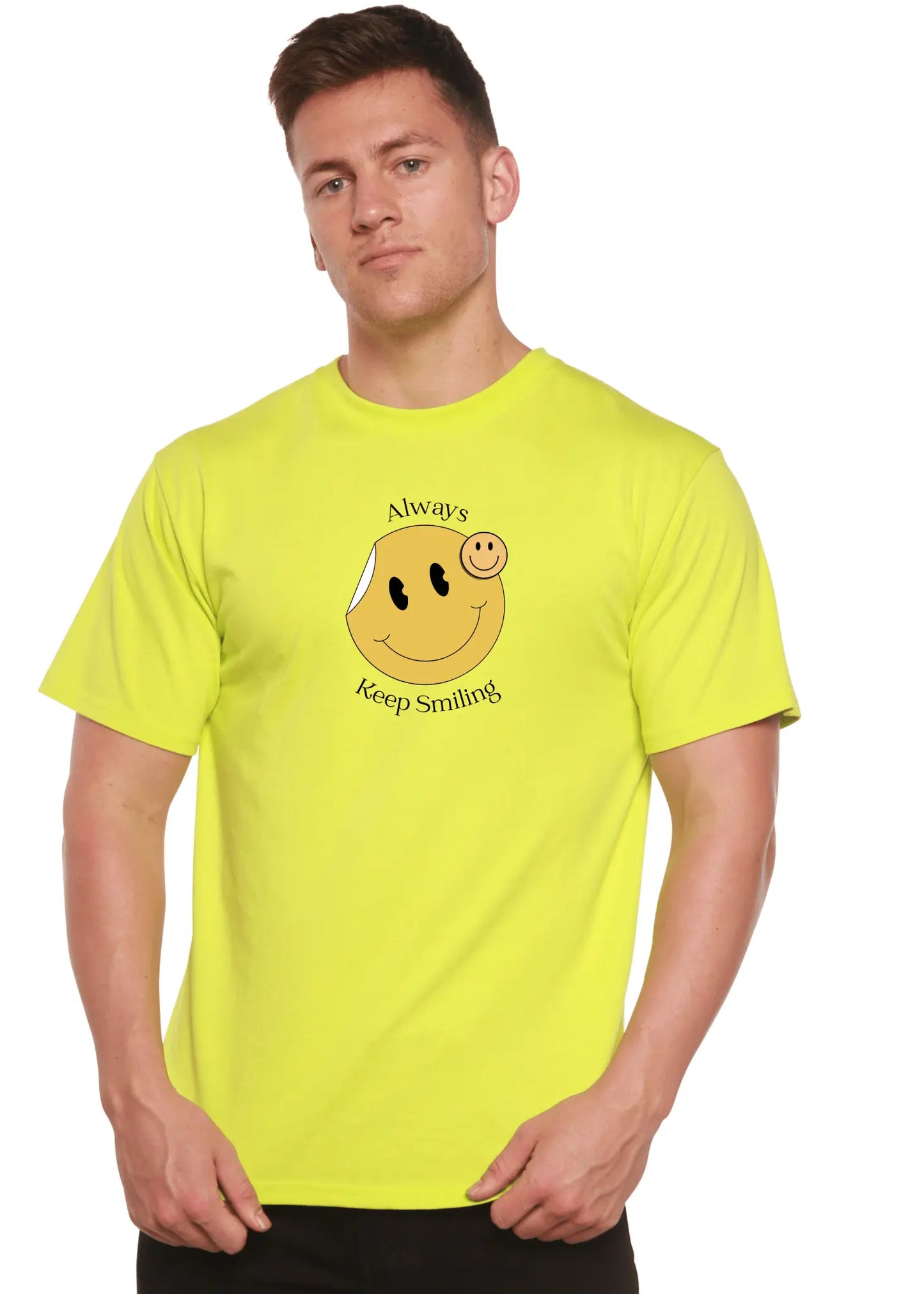 Always Keep Smiling Men's Bamboo Viscose/Organic Cotton Short Sleeve Graphic T-Shirt - Blade & Thread