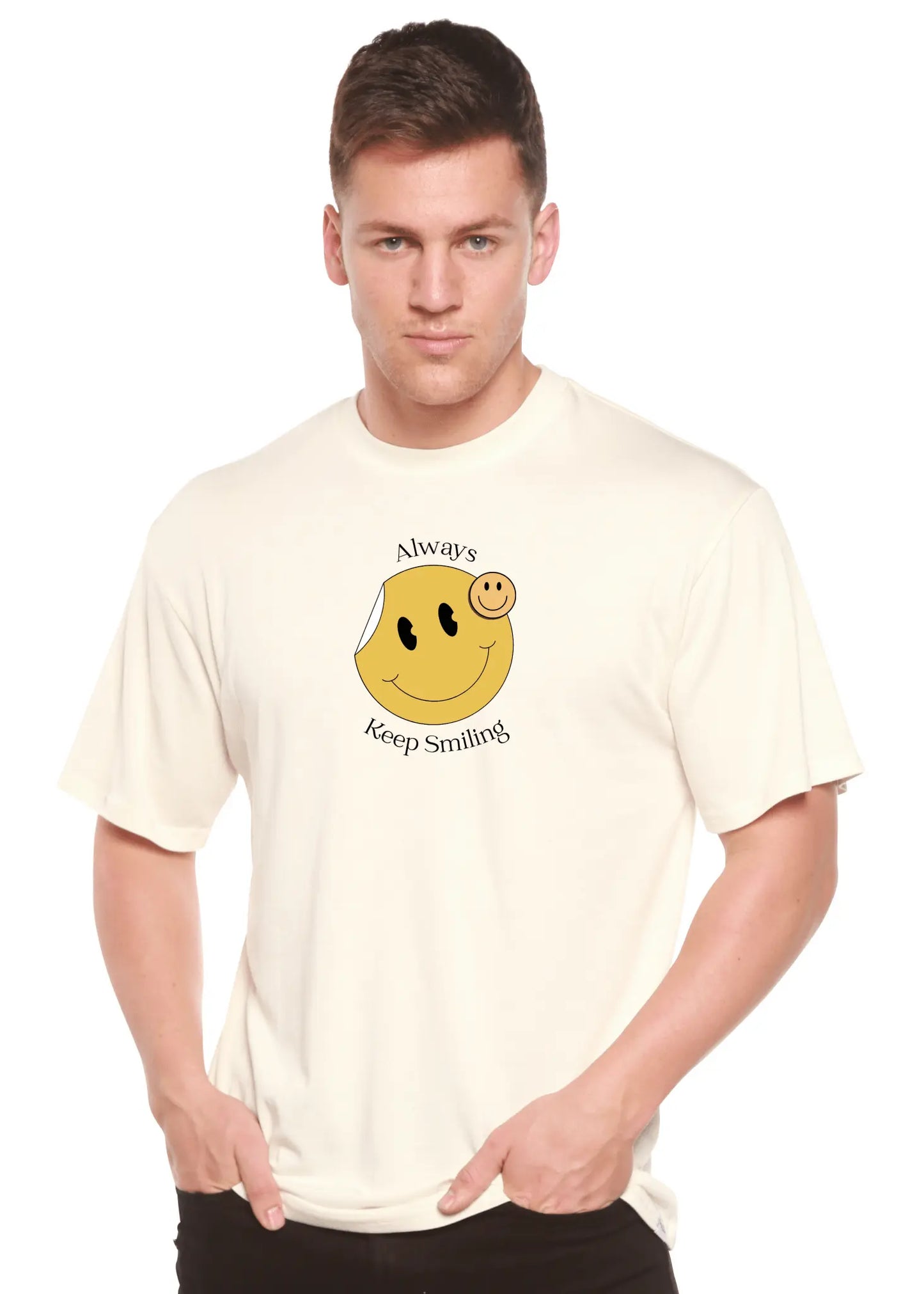Always Keep Smiling Men's Bamboo Viscose/Organic Cotton Short Sleeve Graphic T-Shirt - Blade & Thread