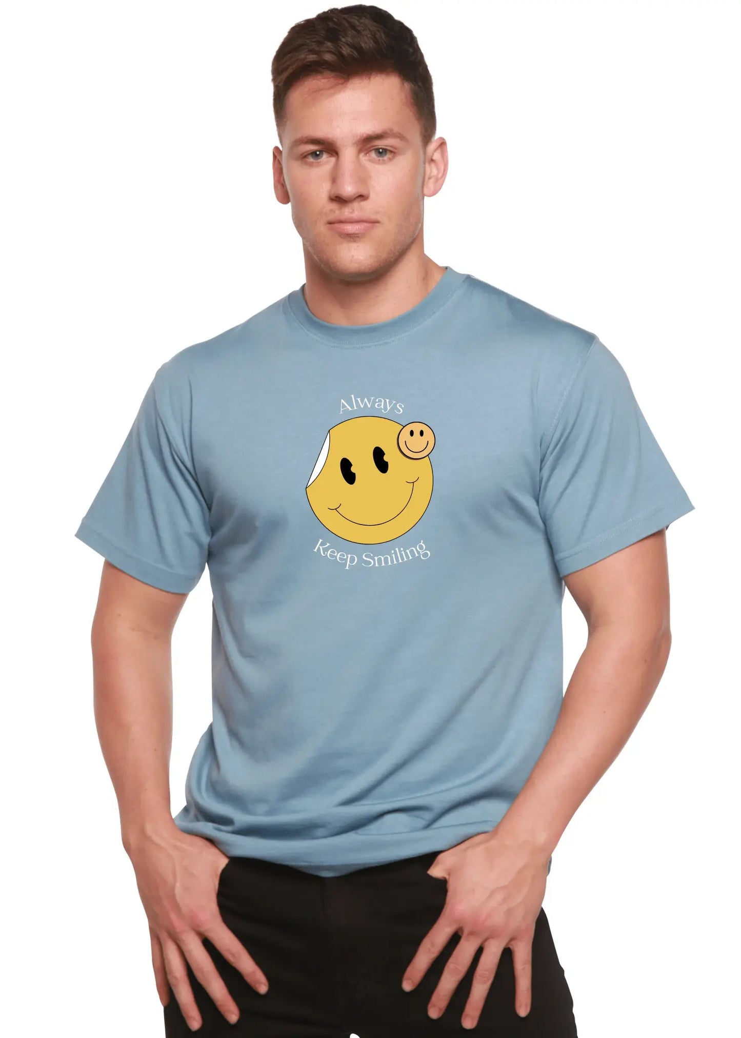 Always Keep Smiling Men's Bamboo Viscose/Organic Cotton Short Sleeve Graphic T-Shirt - Blade & Thread