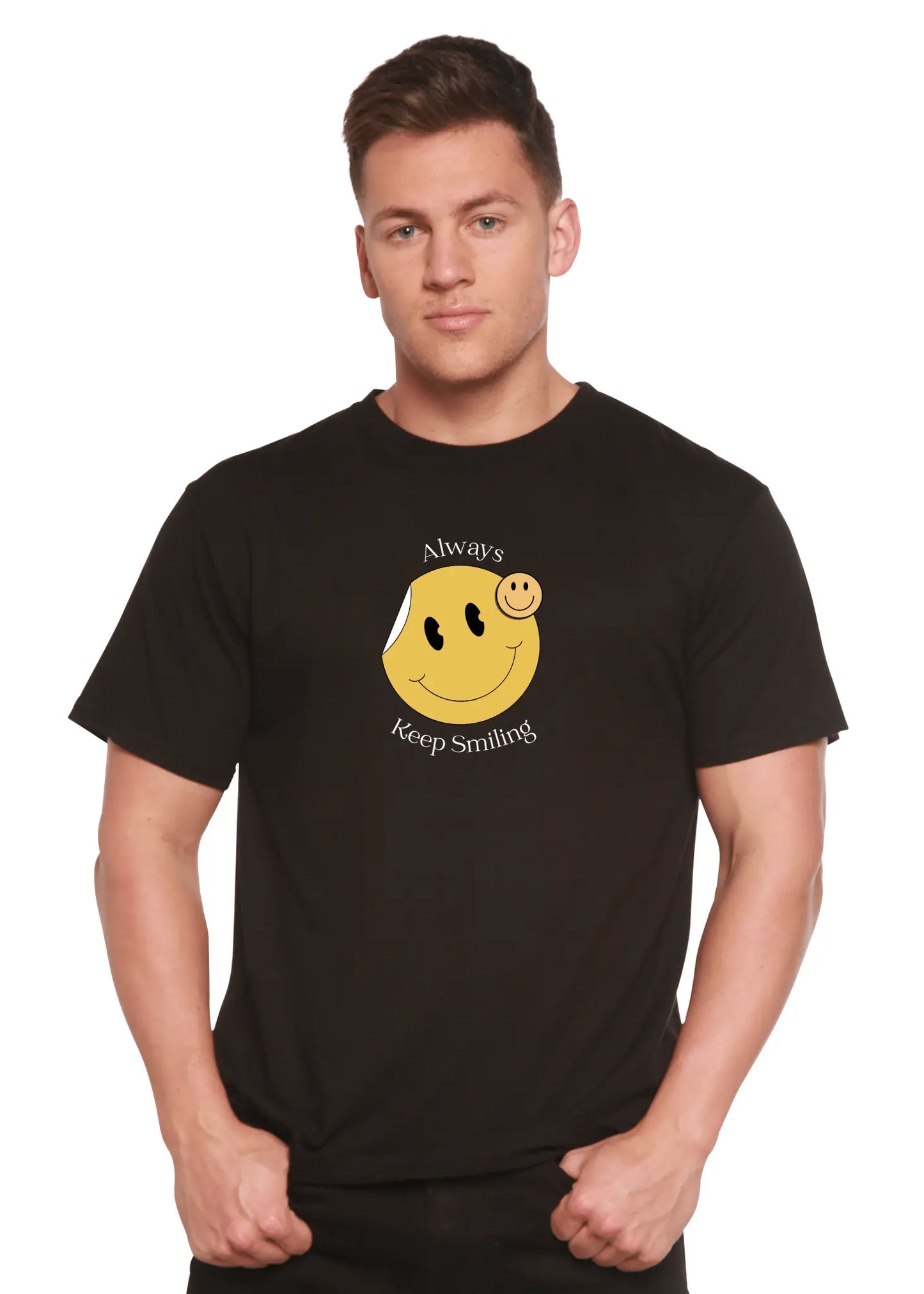 Always Keep Smiling Men's Bamboo Viscose/Organic Cotton Short Sleeve Graphic T-Shirt - Blade & Thread