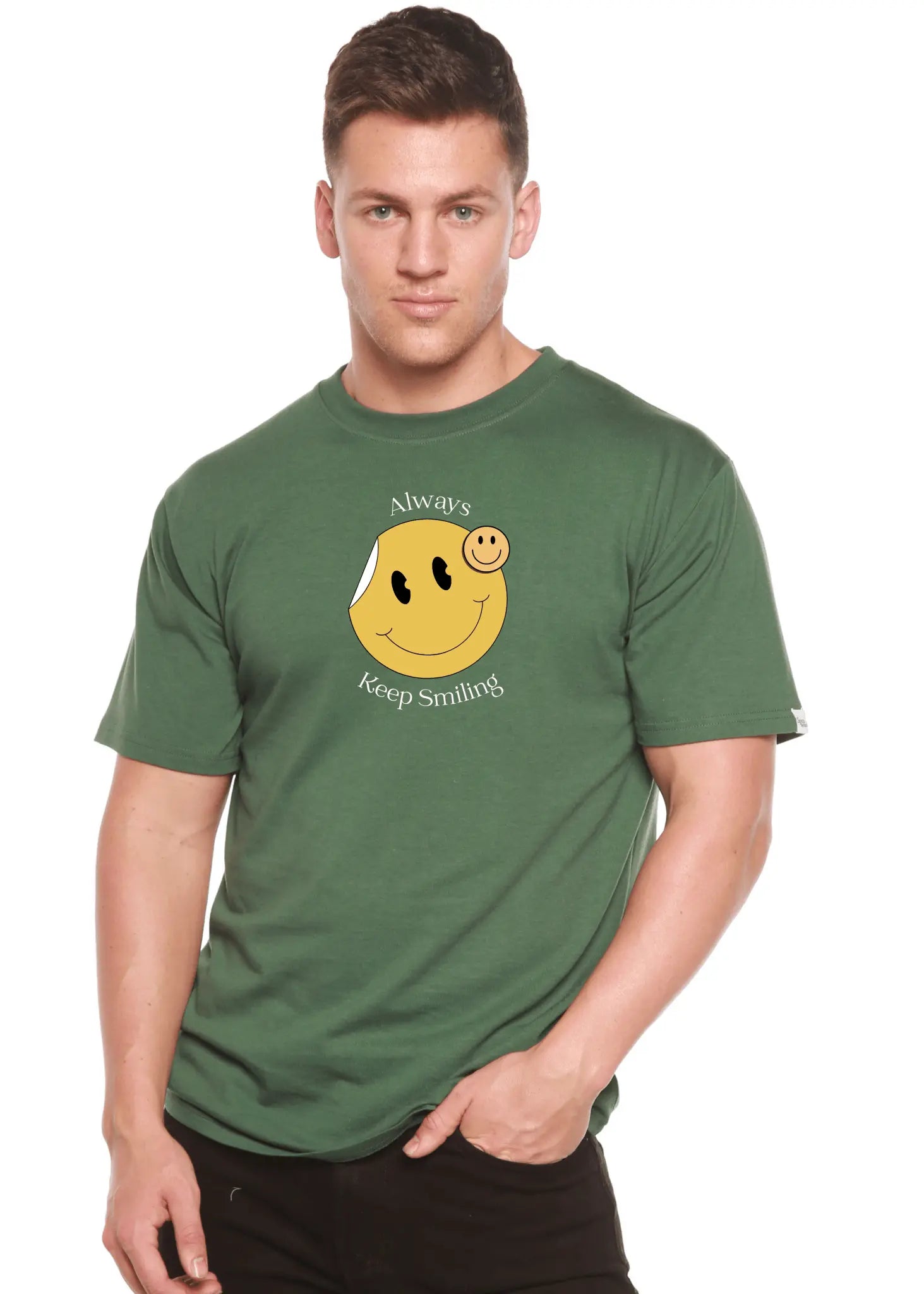 Always Keep Smiling Men's Bamboo Viscose/Organic Cotton Short Sleeve Graphic T-Shirt - Blade & Thread