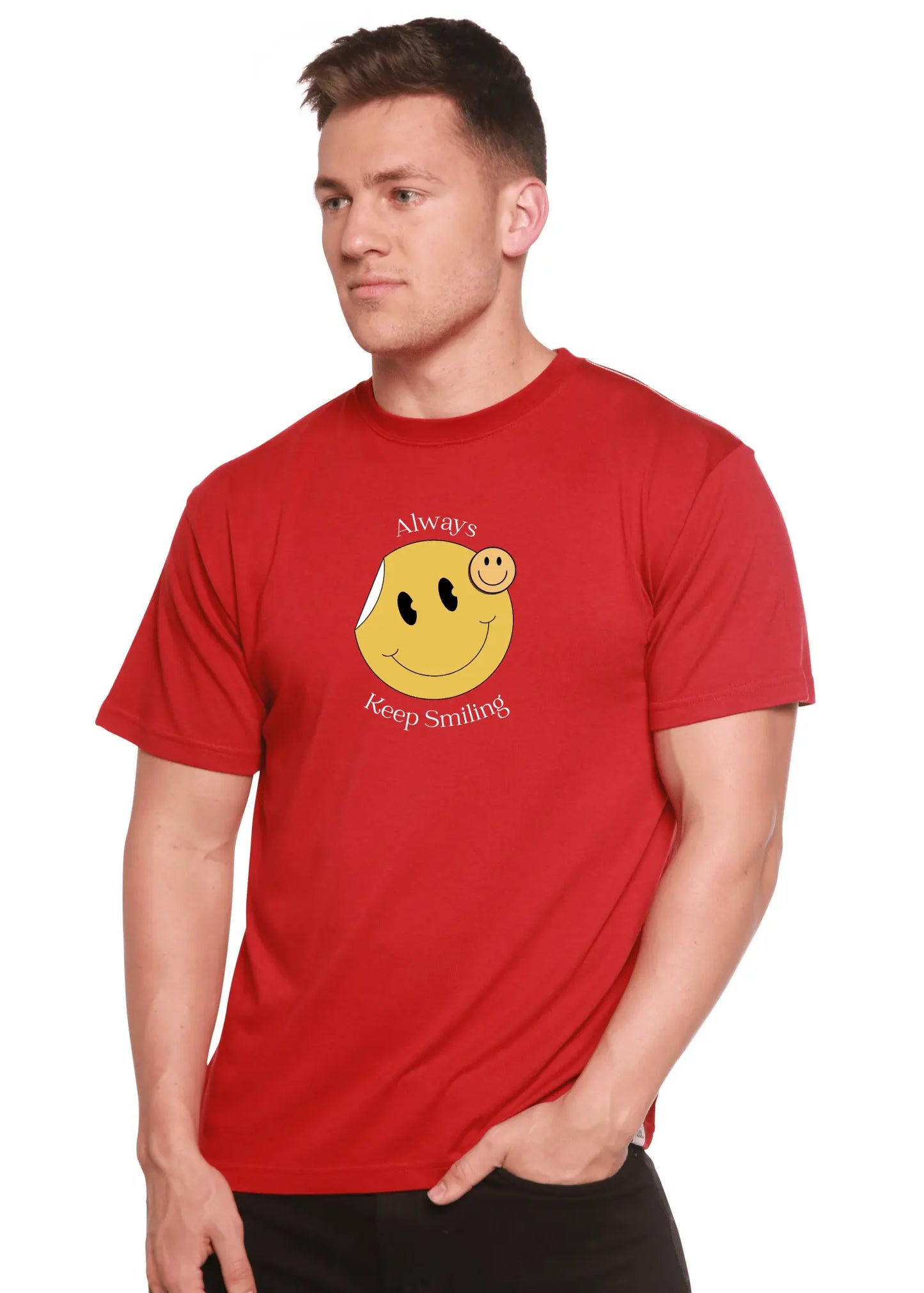 Always Keep Smiling Men's Bamboo Viscose/Organic Cotton Short Sleeve Graphic T-Shirt - Blade & Thread