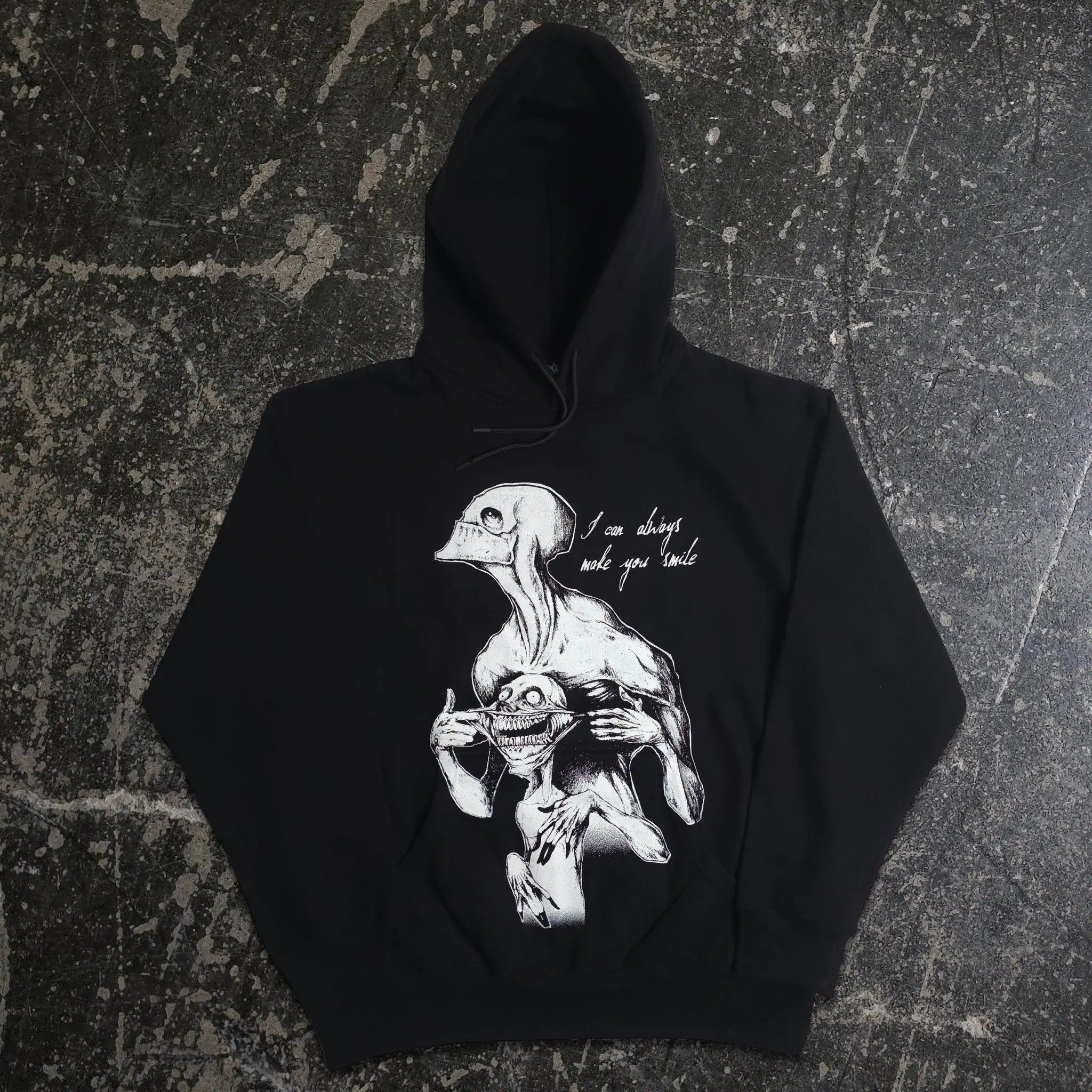 Always Smile Pullover Hoodie Black Any Means Necessary Clothing