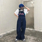 American Embroidery Denim Overalls Women Jean Jumpsuits Loose Straight Wide Leg Pants nowadaysfashion