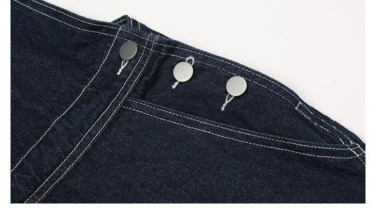 American Embroidery Denim Overalls Women Jean Jumpsuits Loose Straight Wide Leg Pants - Blade & Thread