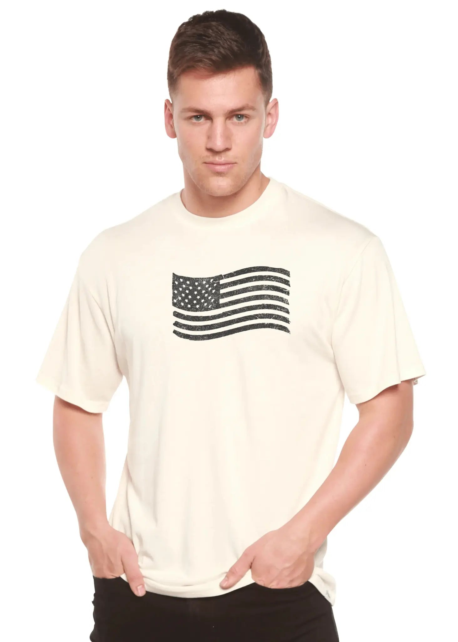 American Flag Men's Bamboo Short Sleeve Graphic T-Shirt Spun Bamboo