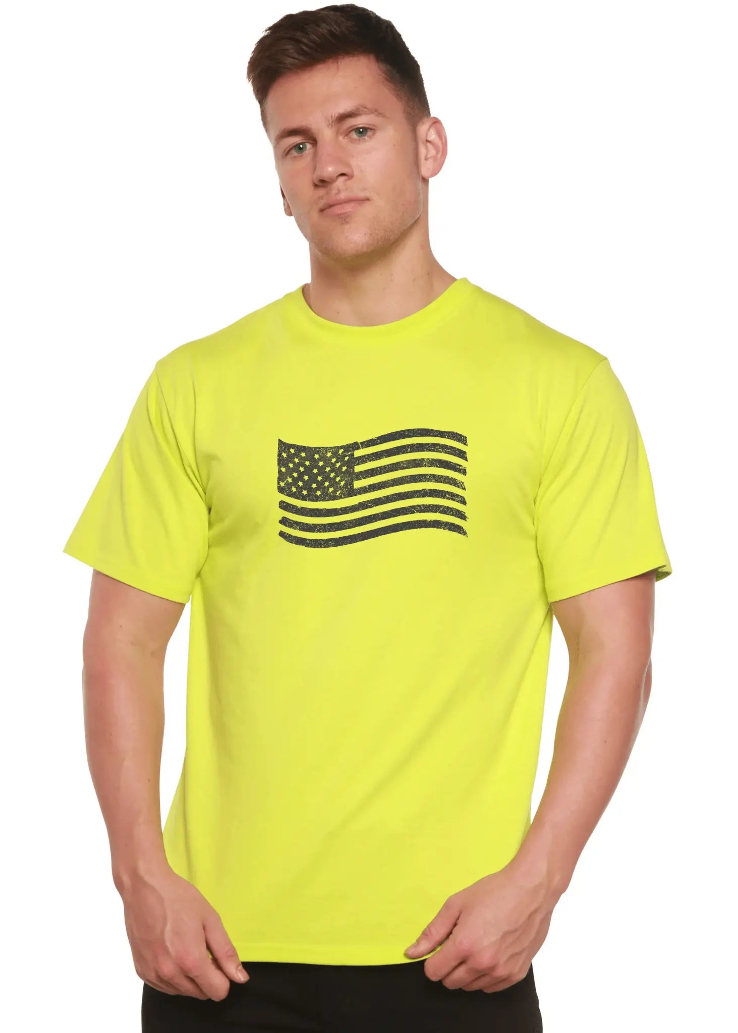 American Flag Men's Bamboo Short Sleeve Graphic T-Shirt Spun Bamboo