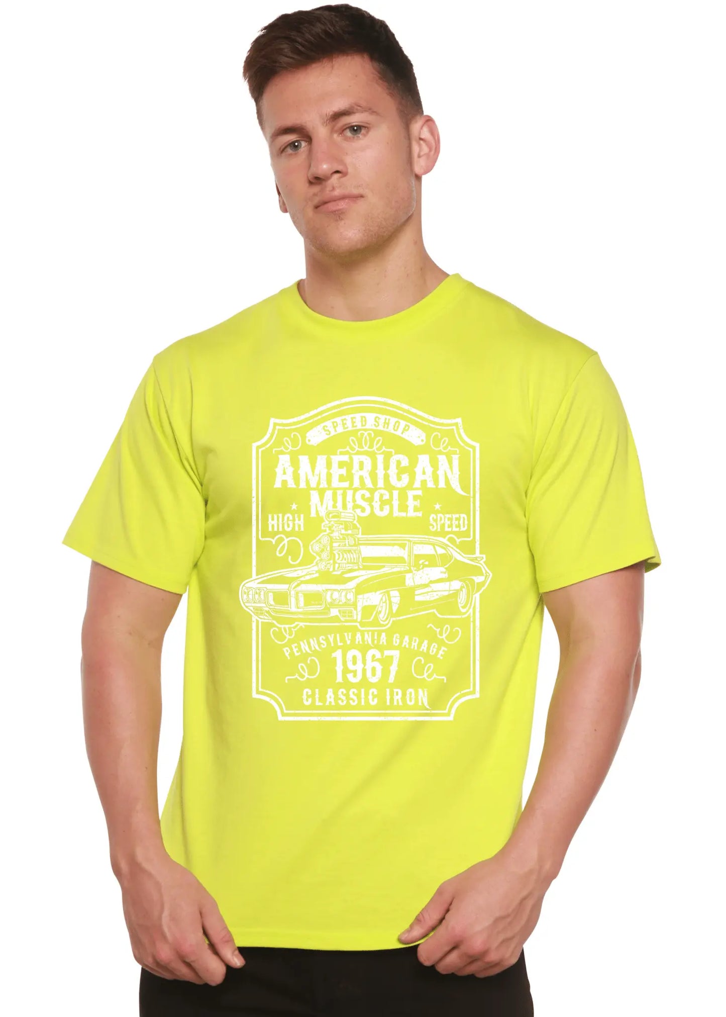 American Muscle Men's Bamboo Viscose/Organic Cotton Short Sleeve Graphic T-Shirt - Blade & Thread
