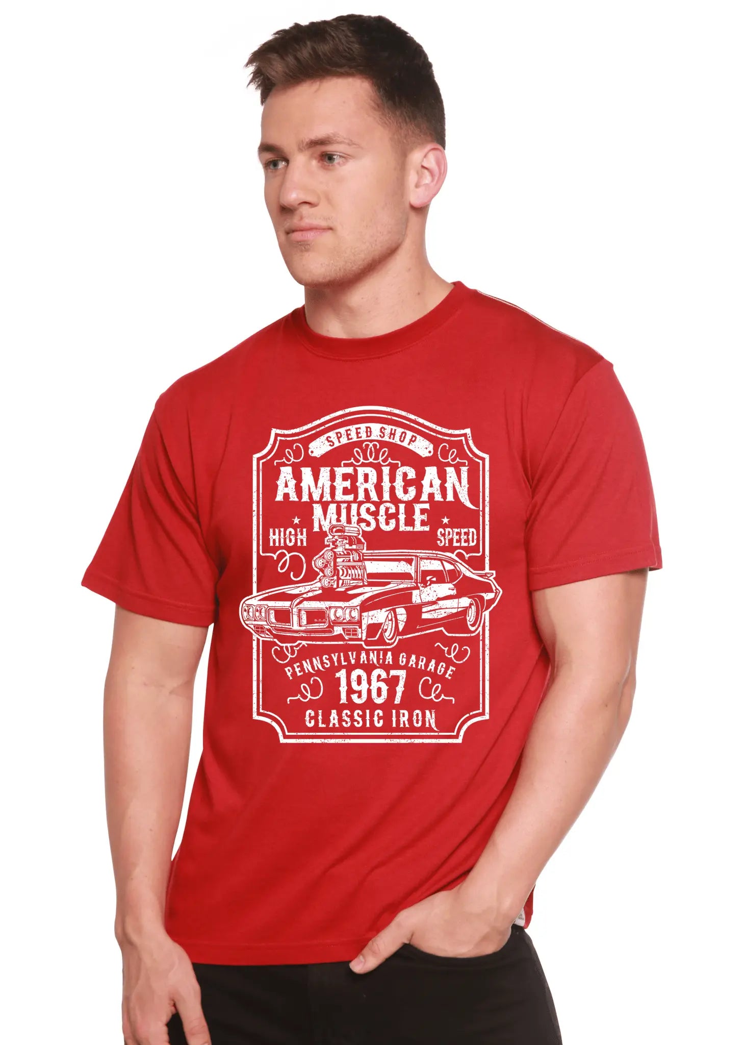 American Muscle Men's Bamboo Viscose/Organic Cotton Short Sleeve Graphic T-Shirt - Blade & Thread