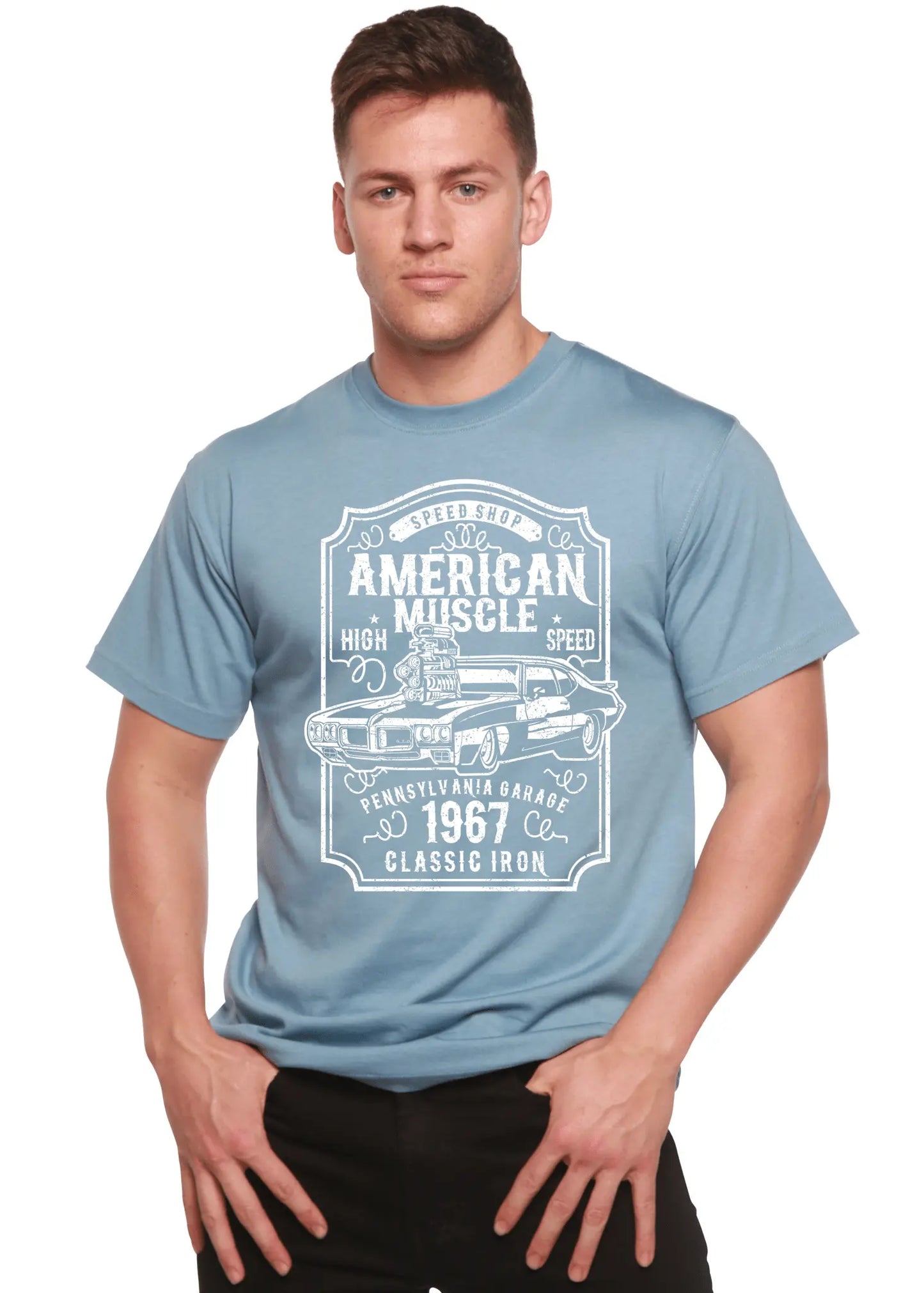 American Muscle Men's Bamboo Viscose/Organic Cotton Short Sleeve Graphic T-Shirt - Blade & Thread