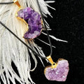 Amethyst Love Bezel Pendant Amethyst Teeth Hole Moon Peach Heart Shape Necklace nowadaysfashion