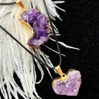 Amethyst Love Bezel Pendant Amethyst Teeth Hole Moon Peach Heart Shape Necklace nowadaysfashion