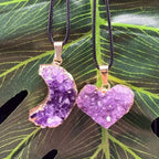 Amethyst Love Bezel Pendant Amethyst Teeth Hole Moon Peach Heart Shape Necklace nowadaysfashion
