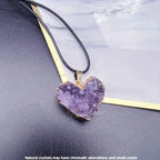 Amethyst Love Bezel Pendant Amethyst Teeth Hole Moon Peach Heart Shape Necklace nowadaysfashion