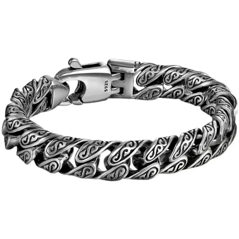 ang grass pattern silver-plated chunky bracelet nowadaysfashion