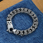 ang grass pattern silver-plated chunky bracelet nowadaysfashion