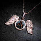 Angel Wings Custom Photo Medallion Necklace Iced Out  Cubic Zirconia Pendant Hip Hop Jewelry nowadaysfashion